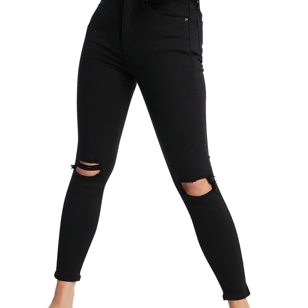 Topshop High waisted black Moto jeans size 30 distressed